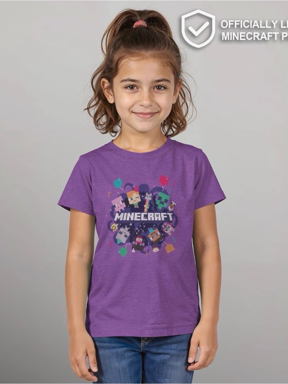 Minecraft Girl's Purple Short Sleeve Graphic Tee Size 5/6 small